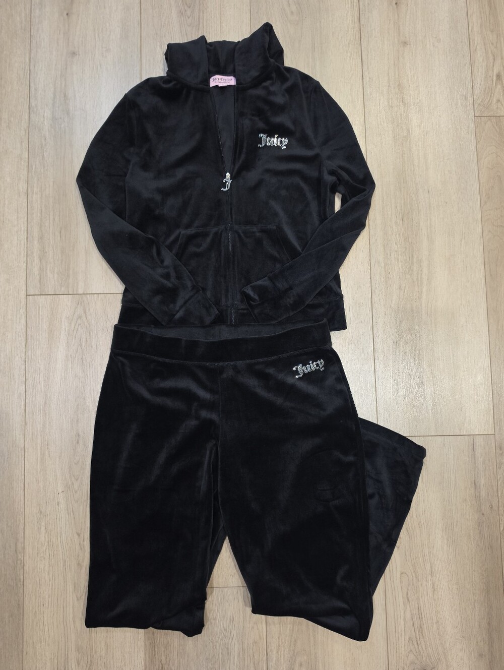 Juicy Couture Black Velour Tracksuit Set Large